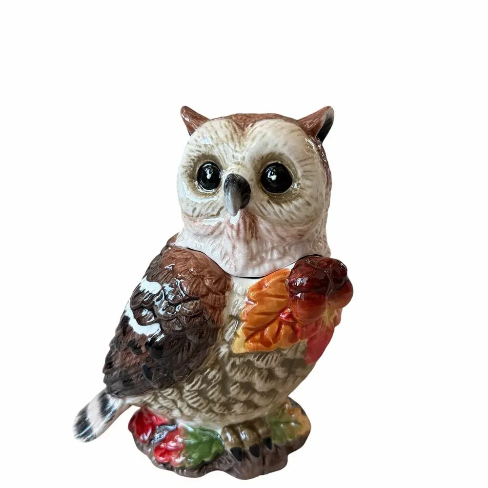 Heritage Harvest Owl Cream & Sugar Set Ceramic Fall Autumn Thanksgiving New
